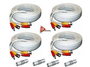100ft x 3 White Premium Surveillace Thick Extension Cables for Zmodo Systems