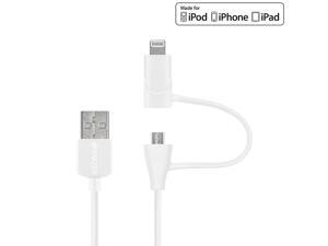 Amzer MFi Certified Lightning to Micro USB Sync & Charge Cable (3.2 Feet/ 1 Meter) - White Amzer MFi Certified Lightning to Micro USB Sync & Charge Cable (3.2 Feet/ 1 Meter) - White