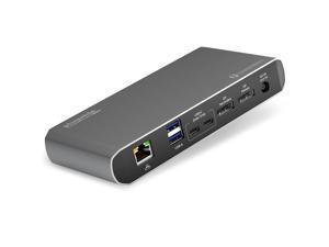 Plugable Thunderbolt 3 and USB C Dock with 60W Charging, Compatible with MacBook / MacBook Pro and Windows Laptops, Dual DisplayPort, 2x USB-C, 3x USB 3.0, Gigabit Ethernet, Audio Jack - Horizontal Plugable Thunderbolt 3 and USB C Dock with 60W Charging, Compatible with MacBook / MacBook Pro and Windows Laptops, Dual DisplayPort, 2x USB-C, 3x USB 3.0, Gigabit Ethernet, Audio Jack - Horizontal
