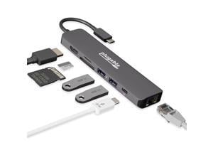 Plugable 7-in-1 USB C Hub Multiport Adapter with Ethernet - Compatible with Mac, Windows, Chromebook, Dell XPS and Thunderbolt 3 (87W Charging, Gigabit Ethernet, 4K HDMI, 2x USB, SD/microSD)
