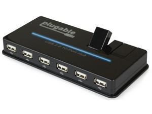 Plugable USB Hub, 10 Port - USB 2.0 with 20W Power Adapter and Two Flip-Up Ports Plugable USB Hub, 10 Port - USB 2.0 with 20W Power Adapter and Two Flip-Up Ports