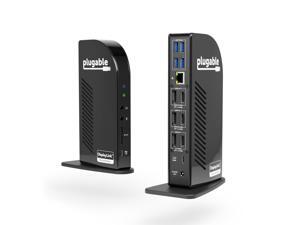 Plugable 4K USB C Docking Station Triple Monitor with 100W Charging, USB C Dock for Thunderbolt 3 / 4, and USB-C Windows and Mac (3x HDMI and 3x DisplayPort, 1x USB-C, 4x USB 3.0, SD Card Reader)