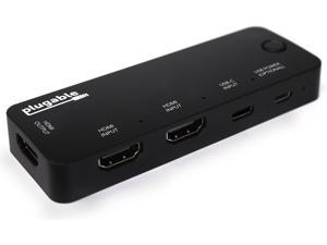 Plugable HDMI 2.0 and USB-C 3 Port Switch with 2 HDMI and 1 USB-C Inputs and Single HDMI 2.0 Output (Supports 2x HDMI 2.0 4K@60Hz Sources and 1x USB C or Thunderbolt 3 Source)