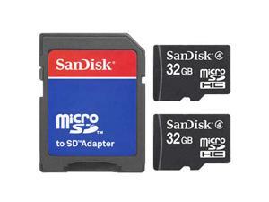 2 Pack SanDisk Class4 32GB = 64GB MicroSD SDHC TF Flash Memory Card W/SD Adapter