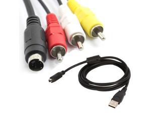 3in1 USB Charger Data+AV TV Cable Cord Lead For Nikon CoolPix A S02 A300 Camera 