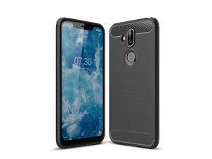 Rugged Shockproof TPU Case With Carbon Fiber Design for Nokia 7.1 Plus - Black Rugged Shockproof TPU Case With Carbon Fiber Design for Nokia 7.1 Plus - Black