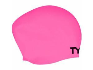 TYR Long Hair Silicon Swim Cap, Pink