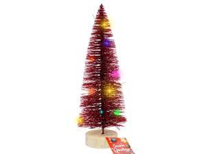 10 Mini Christmas Tree W LED Lights Holiday Decoration Ornaments Red