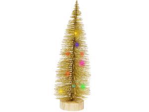 10 Mini Christmas Tree W LED Lights Holiday Decoration Ornaments Gold