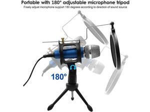 Condenser Recording Microphone 3.5mm Plug and Play for Mac PC Android Gaming (Blue)