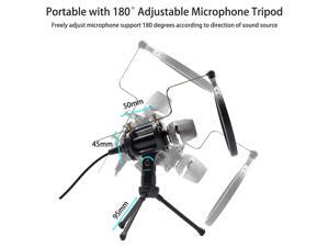 Condenser Recording Microphone 3.5mm Plug and Play for Mac PC Android Gaming (Black)