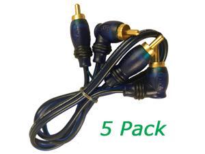 1.5 Feet RCA Cable High Performance Right Angle for Home or Car Audio (5-Pack) 1.5 Feet RCA Cable High Performance Right Angle for Home or Car Audio (5-Pack)
