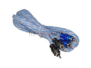 17ft Blue Clear Twisted Pair 2 Channel RCA Audio Cable for Car Amplifiers Stereo