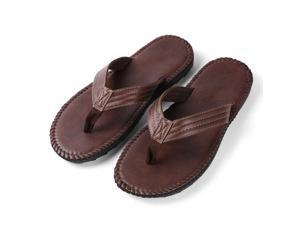 Aerusi Rio Men's PU Leather Flip-Flop Sandals Size 9 Dark Brown Aerusi Rio Men's PU Leather Flip-Flop Sandals Size 9 Dark Brown