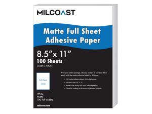 Milcoast Full Sheet 8.5” x 11” Matte Adhesive Sticker Paper Labels for Laser/InkJet Printers (100 Full Sheet) Milcoast Full Sheet 8.5” x 11” Matte Adhesive Sticker Paper Labels for Laser/InkJet Printers (100 Full Sheet)