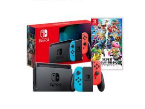2019 New Nintendo Switch RedBlue JoyCon Improved Battery Life Console Bundle with Super Smash Bros Ultimate