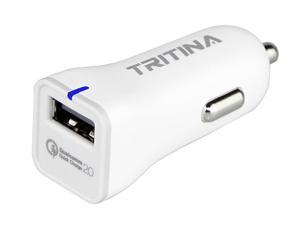 Tritina Quick Charge Car Charger USB Port 5v/9v/12v Anti-fire Shell for Samsung S6,s6 Plus,other Qualcomm Mobile Phones (White)