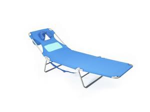 Ostrich LCL-1006B-Blue Ostrich Chaise Lounge With Face Down Option & Breast Pouch - Blue