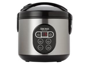 Aroma 8 Cup Cooked Black & Stainless Cool Touch Digital Rice Cooker & Food Steamer - ARC-914SBD