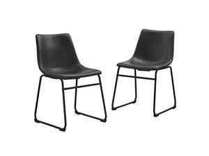 Walker Edison Black Faux Leather Dining Chairs - Set of 2