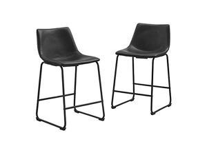 Walker Edison Black Faux Leather Counter Stools - Set of 2