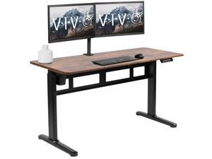 VIVO Electric 55" x 24" Sit Stand Desk, Ergonomic Workstation, Vintage Brown Table Top, Black Frame (DESK-E155TN)