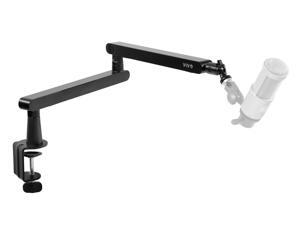 VIVO Clamp-on Low Profile Height Adjustable Heavy Duty Microphone Boom Arm Desk Mount, Black (STAND-MIC03L)