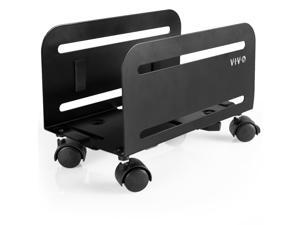 VIVO Black Computer Desktop ATX Case CPU Steel Rolling Stand Adjustable Mobile Cart Holder Locking Wheels (CART-PC01)