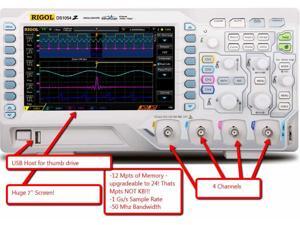 Rigol DS1054Z Digital Oscilloscopes - Bandwidth: 50 MHz, Channels: 4 Serial Decode Included Rigol DS1054Z Digital Oscilloscopes - Bandwidth: 50 MHz, Channels: 4 Serial Decode Included