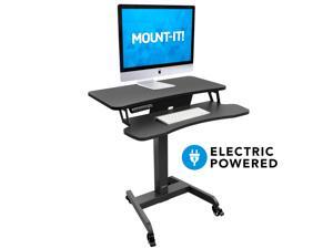 Mount-It! Electric Mobile Height Adjustable Standing Workstation with Wheels | Programmable Height Adjustment Controller | 31.5 x 14.5 Inch Tabletop Mount-It! Electric Mobile Height Adjustable Standing Workstation with Wheels | Programmable Height Adjustment Controller | 31.5 x 14.5 Inch Tabletop
