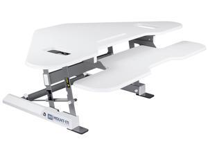 Mount-It! Corner Standing Desk Converter | Height Adjustable 48” Wide Desktop | Corner Stand Up Desk with Gas Spring Handle | White Mount-It! Corner Standing Desk Converter | Height Adjustable 48” Wide Desktop | Corner Stand Up Desk with Gas Spring Handle | White