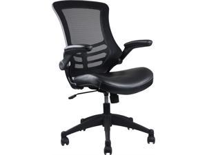 Techni Mobili Stylish Mid Back Mesh Office Chair with Tilt and Height Adjustment, Executive Task Chair with Armrest and Non Marking Caster Wheels, Black