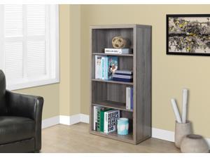 Monarch Specialties Dark Taupe Reclaimed-Look Bookcase Adjustable Shelves I 7060