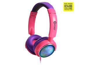 Contixo KB 300 Kids Bluetooth Wireless Headphones | 85db Volume Limiting, Microphone, MicroSD Card Player, Wired 3.5mm AUX Cable, Music Streaming, Colorful LED Lights (Purple + Pink) Contixo KB 300 Kids Bluetooth Wireless Headphones | 85db Volume Limiting, Microphone, MicroSD Card Player, Wired 3.5mm AUX Cable, Music Streaming, Colorful LED Lights (Purple + Pink)