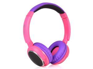 Contixo KB 300 Kids Bluetooth Wireless Headphones  85db Volume Limiting Microphone MicroSD Card Player Wired 35mm AUX Cable Music Streaming Colorful LED Lights Purple  Pink