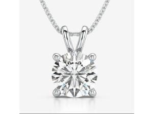 Genuine 1/2 Carat Natural Solitaire Round Cut Diamond 4 Prong Pendant Necklace In 14K White Gold Genuine 1/2 Carat Natural Solitaire Round Cut Diamond 4 Prong Pendant Necklace In 14K White Gold