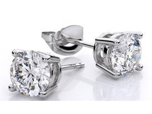 Diamond Princess Luxurious 1 Ctw Natural Solitaire Diamond (G-H,I1-I2) Earrings In 14K White Gold Diamond Princess Luxurious 1 Ctw Natural Solitaire Diamond (G-H,I1-I2) Earrings In 14K White Gold