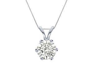 Genuine Round Shaped 0.75 Carat Cubic Zirconia 18 Inch Necklace In 14K White Gold Plated
