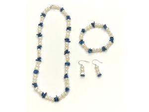 Genuine 6-7mm Freshwater Cultured Baroque Rice Blue with Round Pearl Set In 925 Sterling Silver Genuine 6-7mm Freshwater Cultured Baroque Rice Blue with Round Pearl Set In 925 Sterling Silver