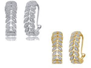 Luxurious 0.02 Cttw Natural Diamond Accent Leaf Earrings In Two Color Sets Crafted In 14K Gold Plated Luxurious 0.02 Cttw Natural Diamond Accent Leaf Earrings In Two Color Sets Crafted In 14K Gold Plated