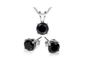 Classic 5.25 Carat Natural 7mm Round Shaped Black Spinel Gemstone Necklace & Earrings Set In 925 Sterling Silver Classic 5.25 Carat Natural 7mm Round Shaped Black Spinel Gemstone Necklace & Earrings Set In 925 Sterling Silver