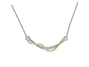 Genuine 0.02 Carat Natural Diamond Accent Two Tone Twisted Necklace In 14K Gold Plated Genuine 0.02 Carat Natural Diamond Accent Two Tone Twisted Necklace In 14K Gold Plated