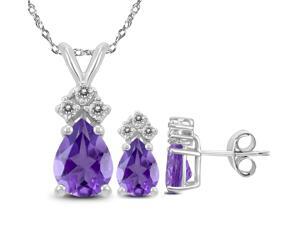 Genuine Natural 4.90 Carat Natural Pear Shaped 9x7mm Amethyst & White Topaz Set In 925 Sterling Silver. Genuine Natural 4.90 Carat Natural Pear Shaped 9x7mm Amethyst & White Topaz Set In 925 Sterling Silver.