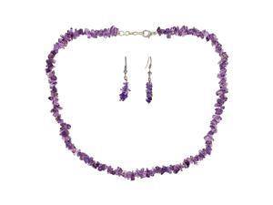 Genuine 6mm Uncut Chip Bead Real Amethyst Gennstone Necklace & Earrings Set In 925 Sterling Silver Genuine 6mm Uncut Chip Bead Real Amethyst Gennstone Necklace & Earrings Set In 925 Sterling Silver