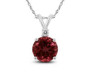 Genuine 1.60 Carat Natural 7mm Round Shaped Garnet with White Topaz Necklace In 925 Sterling Silver Genuine 1.60 Carat Natural 7mm Round Shaped Garnet with White Topaz Necklace In 925 Sterling Silver