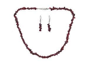 Genuine 6mm Uncut Chip Bead Real Garnet GemStone Necklace & Earrings Set In 925 Sterling Silver Genuine 6mm Uncut Chip Bead Real Garnet GemStone Necklace & Earrings Set In 925 Sterling Silver