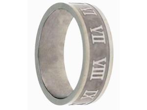 Elegant 6mm Roman Numerals Ring Band In Stainless Steel Elegant 6mm Roman Numerals Ring Band In Stainless Steel