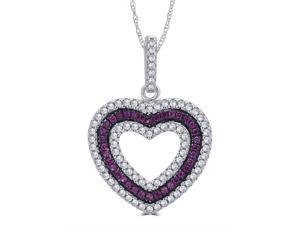 Genuine 0.25 Carat Created Ruby and Cubic Zirconia Heart Shaped Necklace In 925 Sterling Silver. Genuine 0.25 Carat Created Ruby and Cubic Zirconia Heart Shaped Necklace In 925 Sterling Silver.