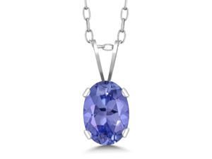 Classic 0.40 Carat Oval Shaped Natural Tanzanite Necklace In 925 Sterling Silver Classic 0.40 Carat Oval Shaped Natural Tanzanite Necklace In 925 Sterling Silver