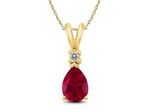 Gorgeous Prong Set 1 Cttw Pear Shaped Ruby Pendant with Solitaire Diamond In 14K Yellow Gold Gorgeous Prong Set 1 Cttw Pear Shaped Ruby Pendant with Solitaire Diamond In 14K Yellow Gold